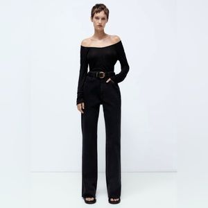 ZARA Super High Rise Straight Leg Jeans - Black - Size 6